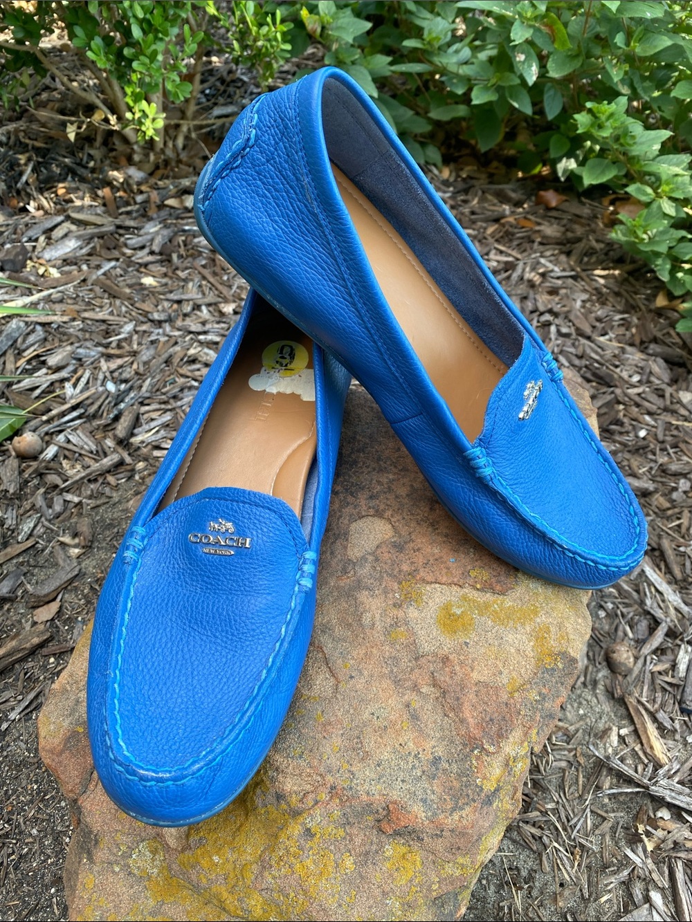 Coach Mary Lockup Blue Leather Flats